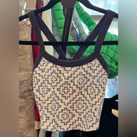 NWT Free People FP Movement All Clear Jacquard Cami blue crush navy - XS/S, M/L - Picture 8 of 10